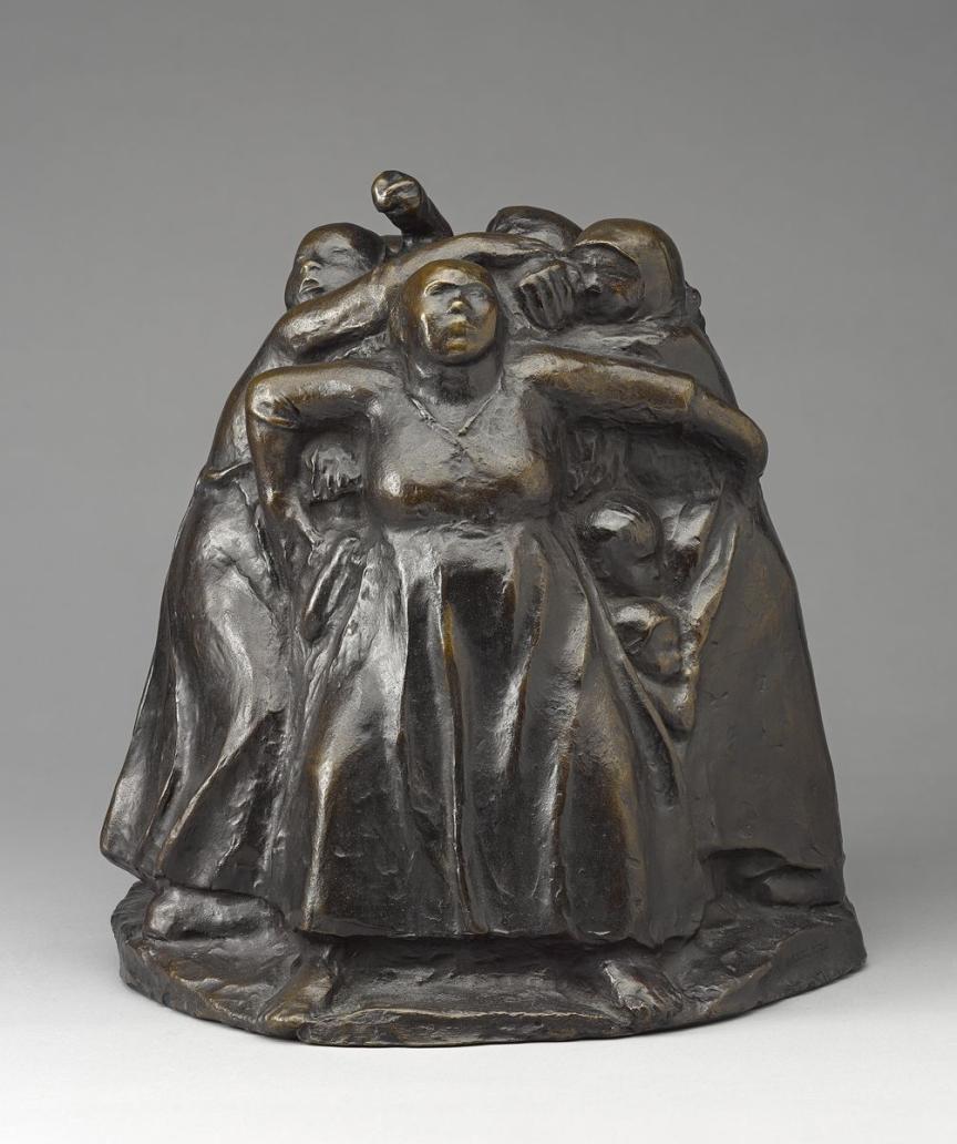 Bronze sculpture featuring female figures circled around small children