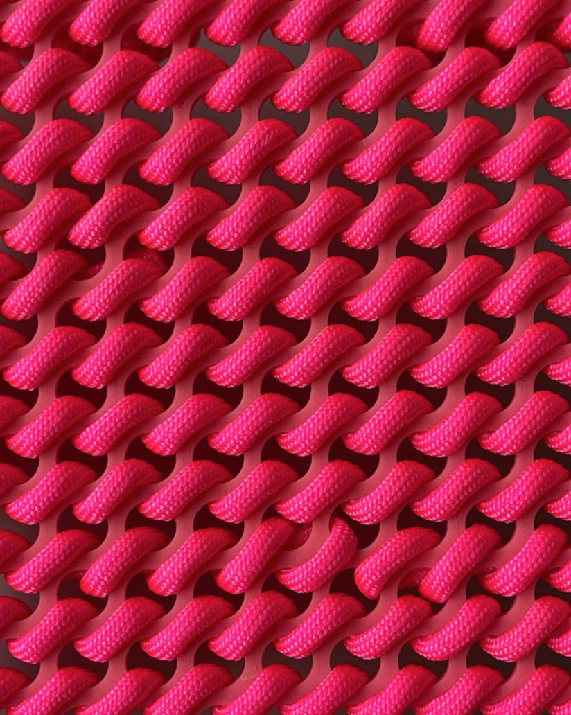 A detail shot of Laura Carwardine's work Pink Basket