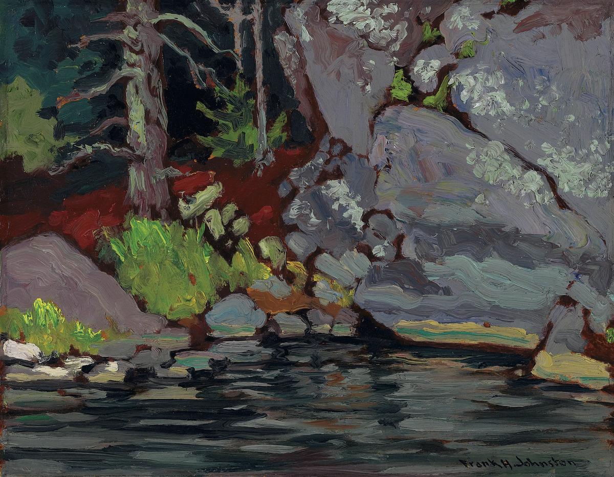 Lichen covered rocks on Bryce's Island