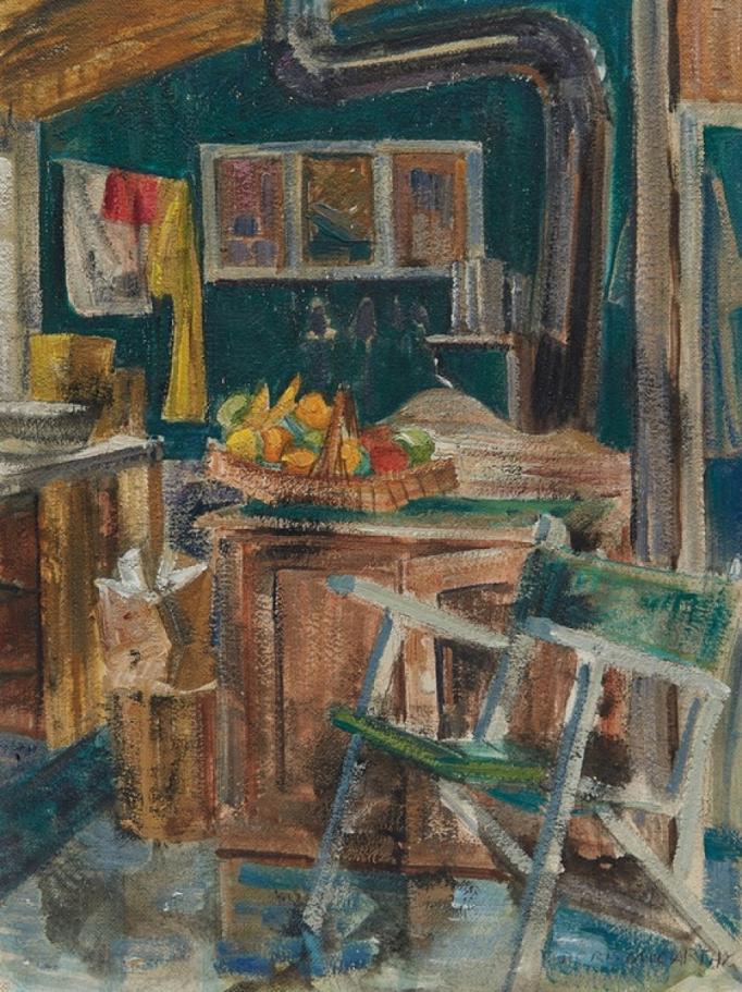 painting of a kitchen interior