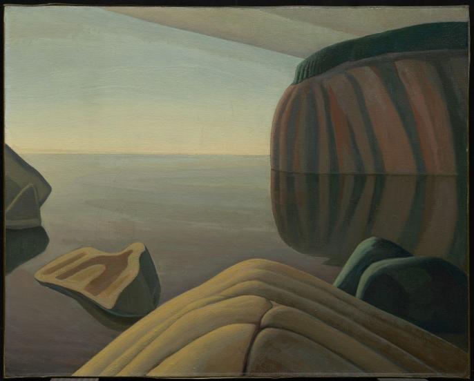 painting of the entrance to coldwell harbour