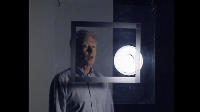 Film still of Michael Snow performing in 1994