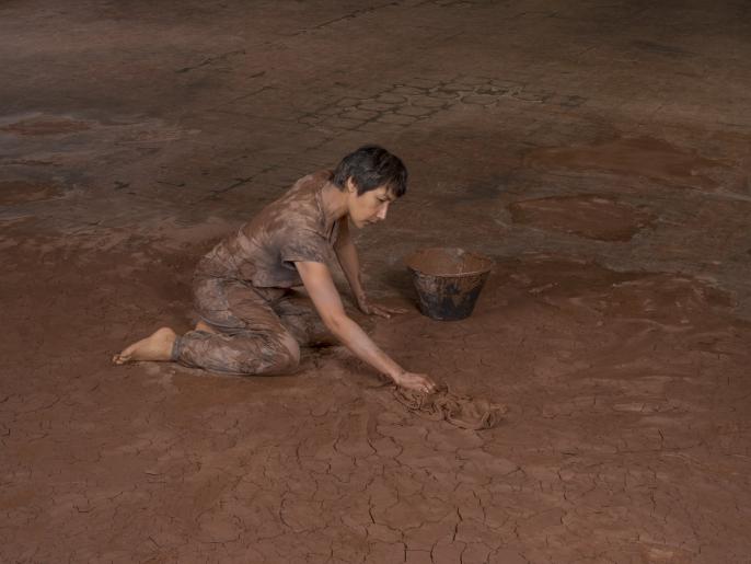 An image from Rebecca Belmore's nindinawemaganidog (all of my relations)