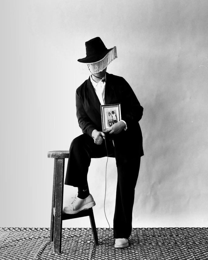 A self-portrait of artist Mallory Lowe Mpoka.