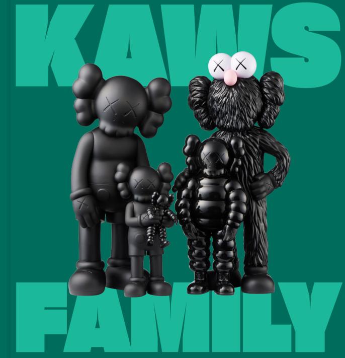 The cover of the KAWS: Family exhibition cover