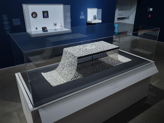 An installation shot of lace in Making Her Mark