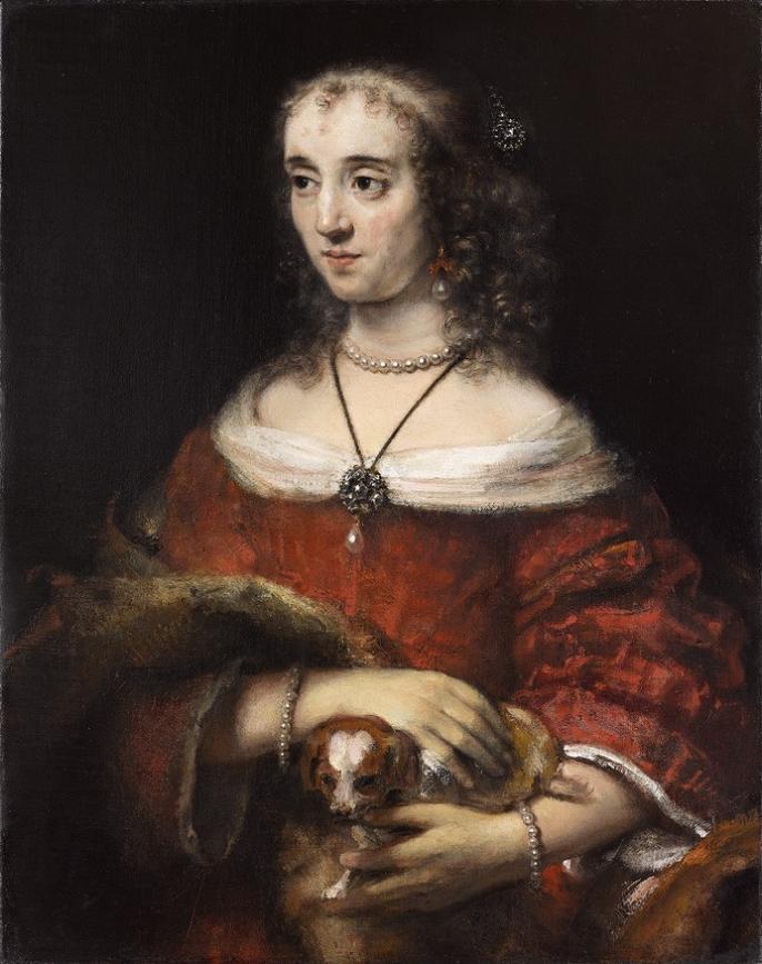 Rembrandt van Rijn. Portrait of a Woman with a Lap Dog, c. 1665