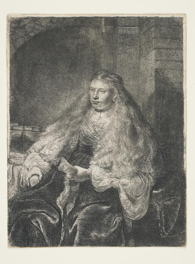 a etching portrait of a Jewish bride by Rembrandt