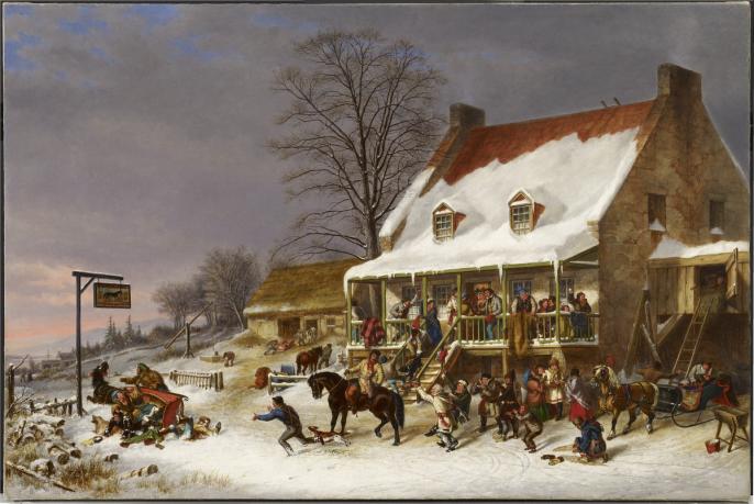 Cornelius Krieghoff. Breaking Up of a Country Ball in Canada, Early Morning, 1857.