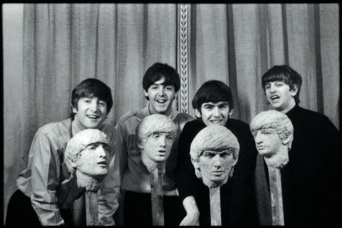 The Beatles with clay portrait busts by David Wynne, 1964 © 1964