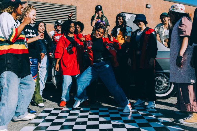 a group of women dancers doing street dance