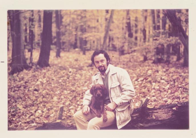 Anita Blackwood, David Blackwood with Dylan the Irish Setter