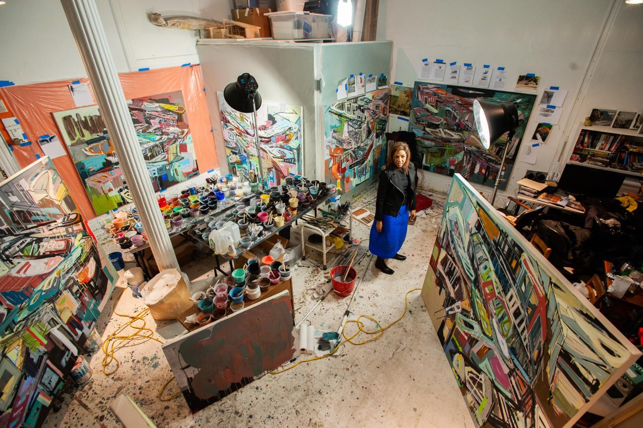 Denyse in her studio, Feb 8, 2010.
