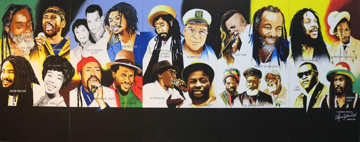 Jamaica Jamaica! Exhibition, Mural by Alfonso ‘Gideon’ Reid. Image courtesy of the National Gallery of Jamaica.