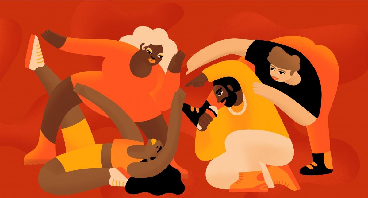 illustration of 2SLGBTQ+ communities engaging with eachother
