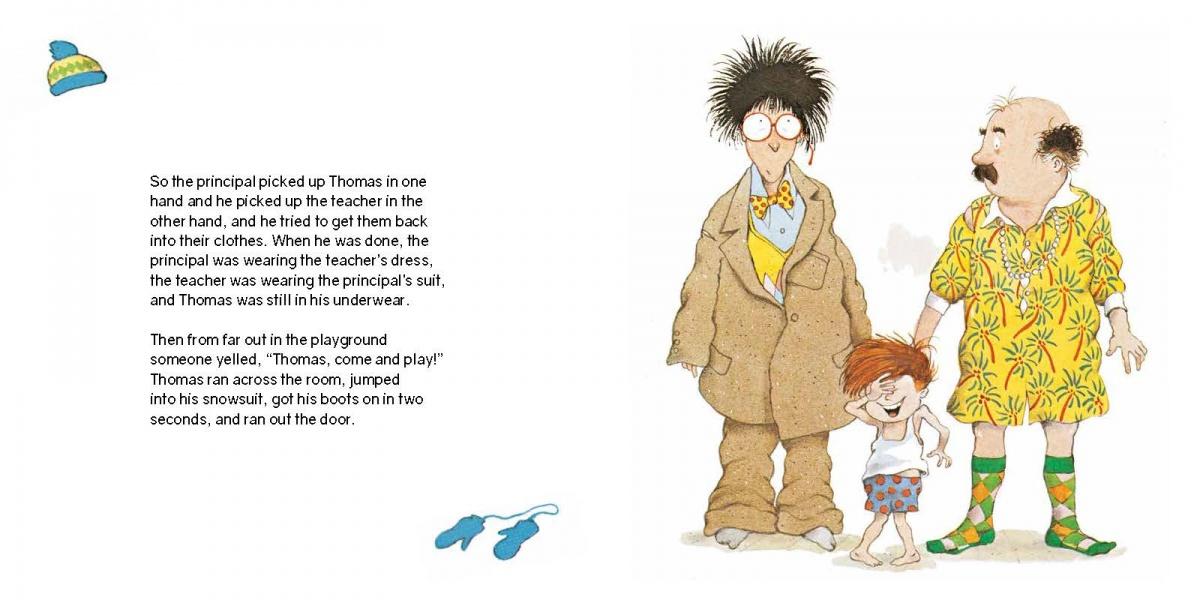 Illustration © 1985 by Michael Martchenko from Thomas' Snowsuit, text © 1985 Bob Munsch Enterprises Ltd.