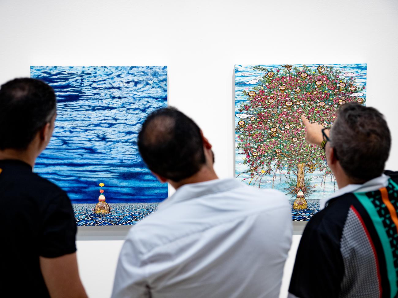 Installation View of Mitsuo Kimura’s Paintings in Reimagining: Narratives of tension and wonder at TIFF 2023 - POP Japan.
