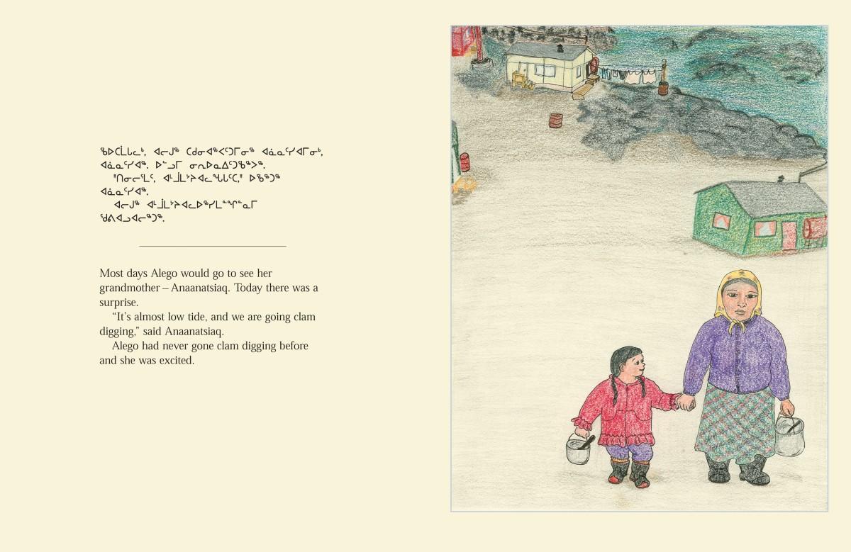 a spread from Ningiukulu Teevee's book Alego