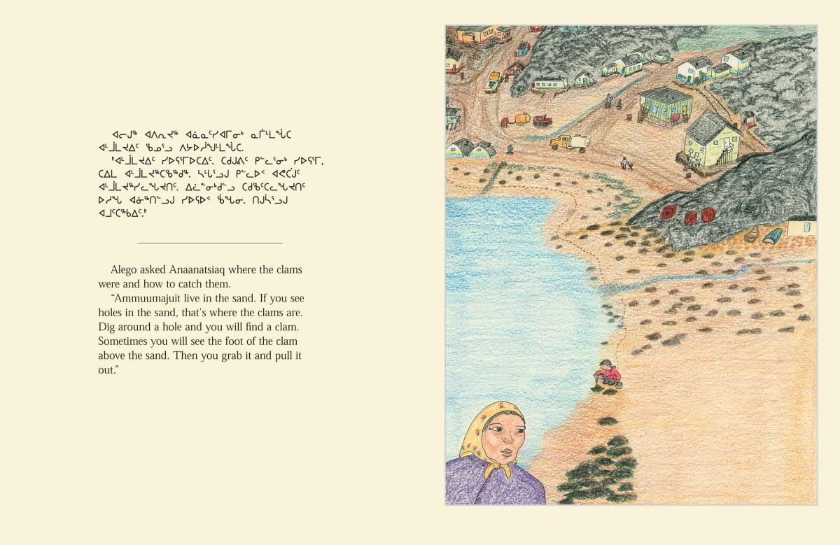 a spread from Ningiukulu Teevee's book Alego