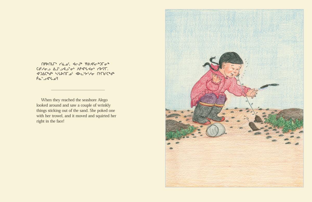 a spread from Ningiukulu Teevee's book Alego