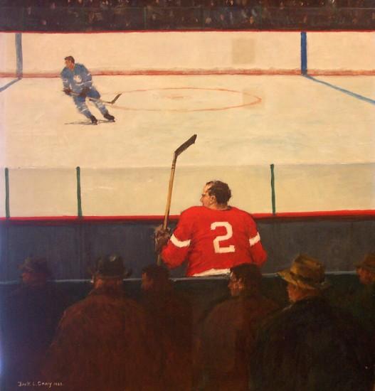 A painting of a hockey game
