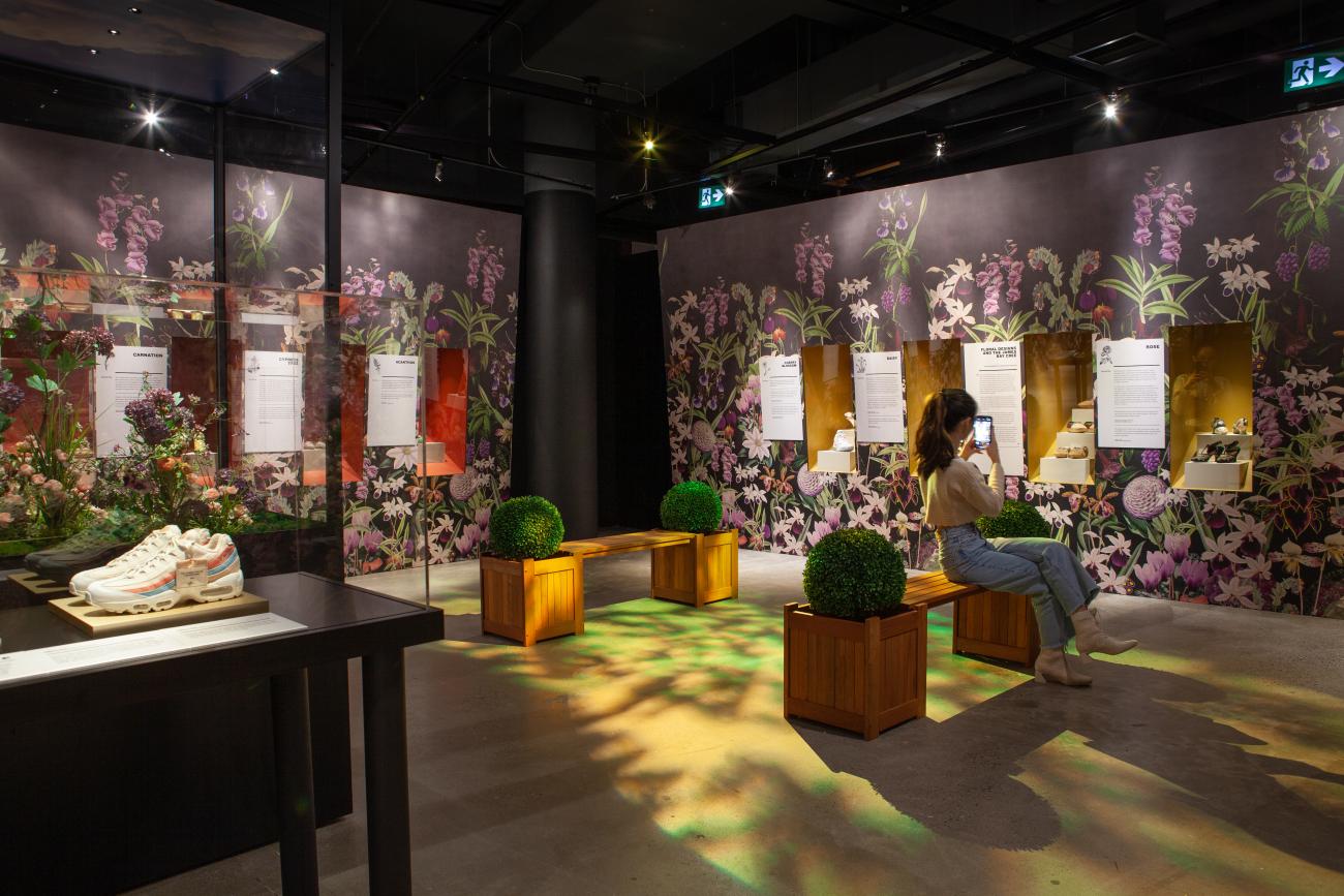 An image of the Bata Shoe Museum's exhibition In Bloom
