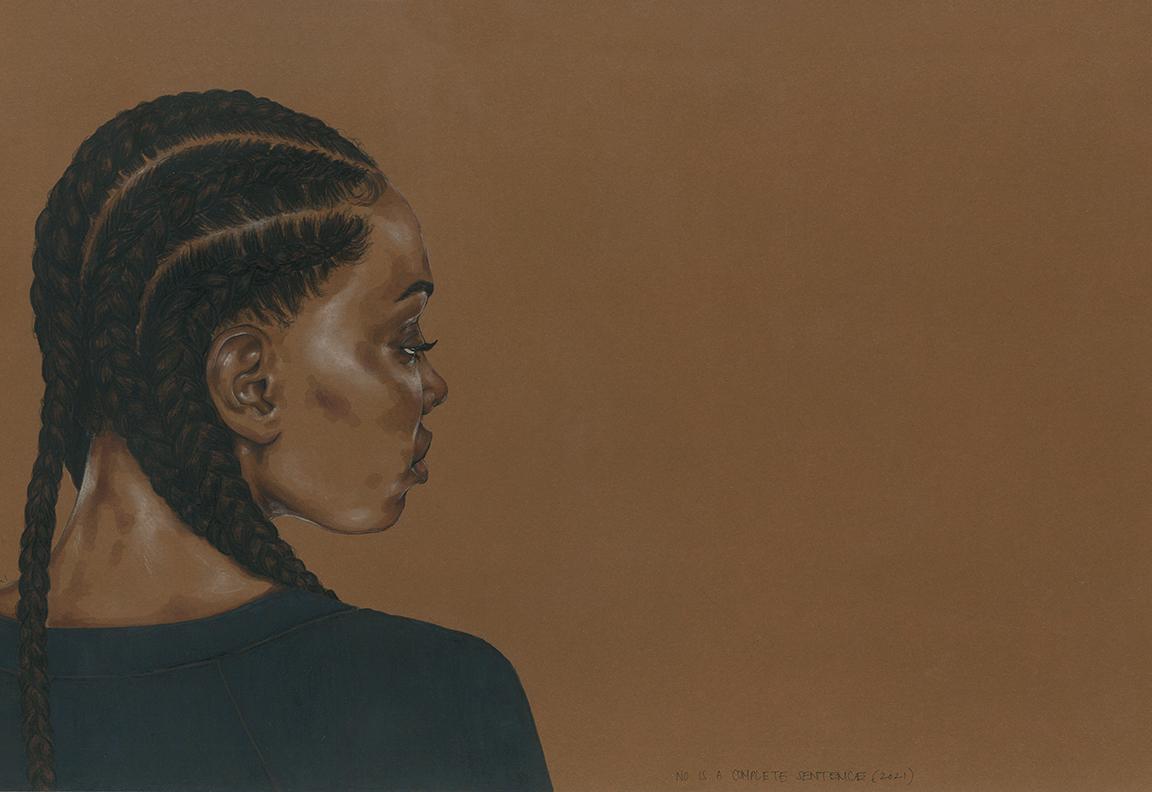 A drawing by Ojo Agi featuring a Black woman.