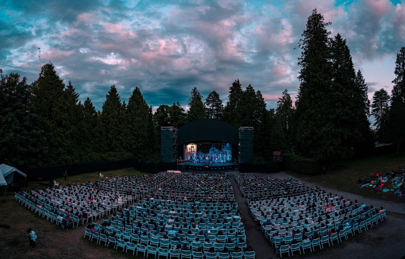 An image of an audience at Theatre Under the Stars, located in Stanley Park, Vancouver B.C