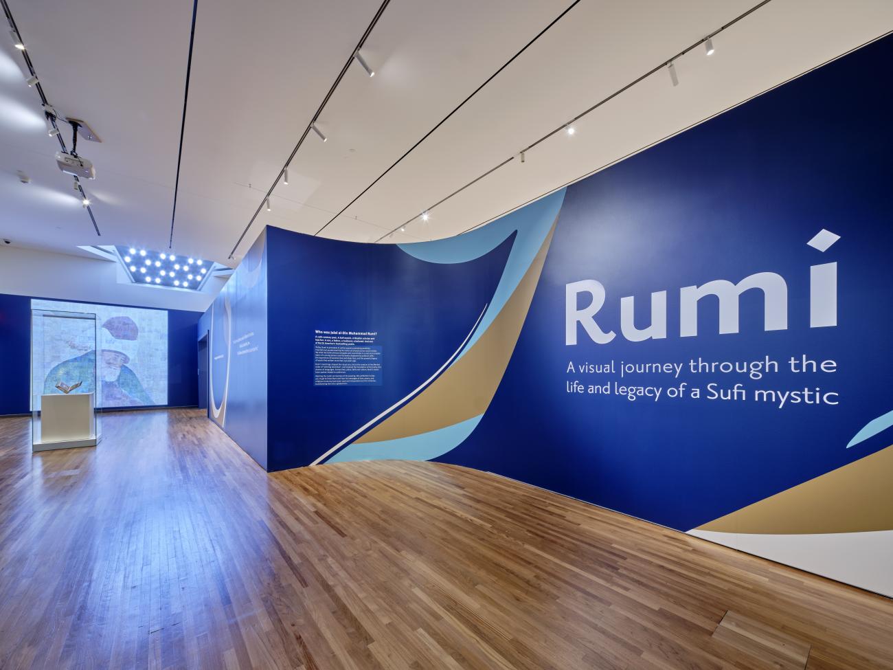 An image of the title wall of the exhibition of Rumi at the Aga Khan Museum