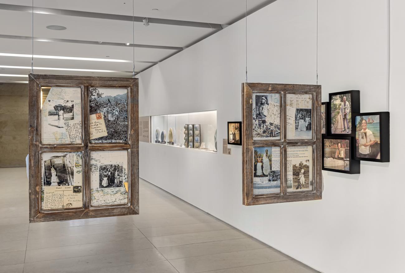Installation view of Reclaimed: Indo-Caribbean HerStories. Gardiner Museum, 2023.