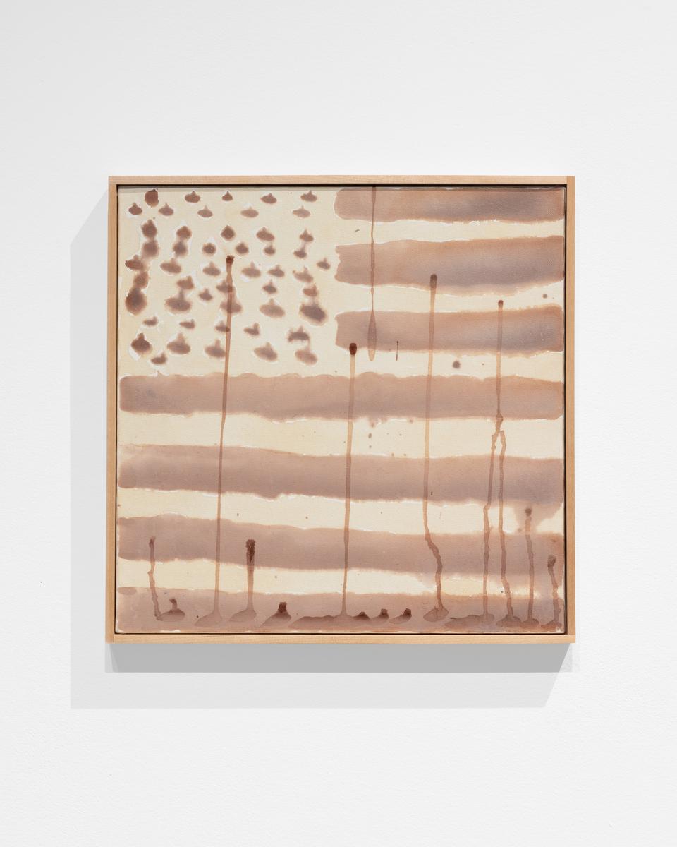 The American flag painted with wine and tea