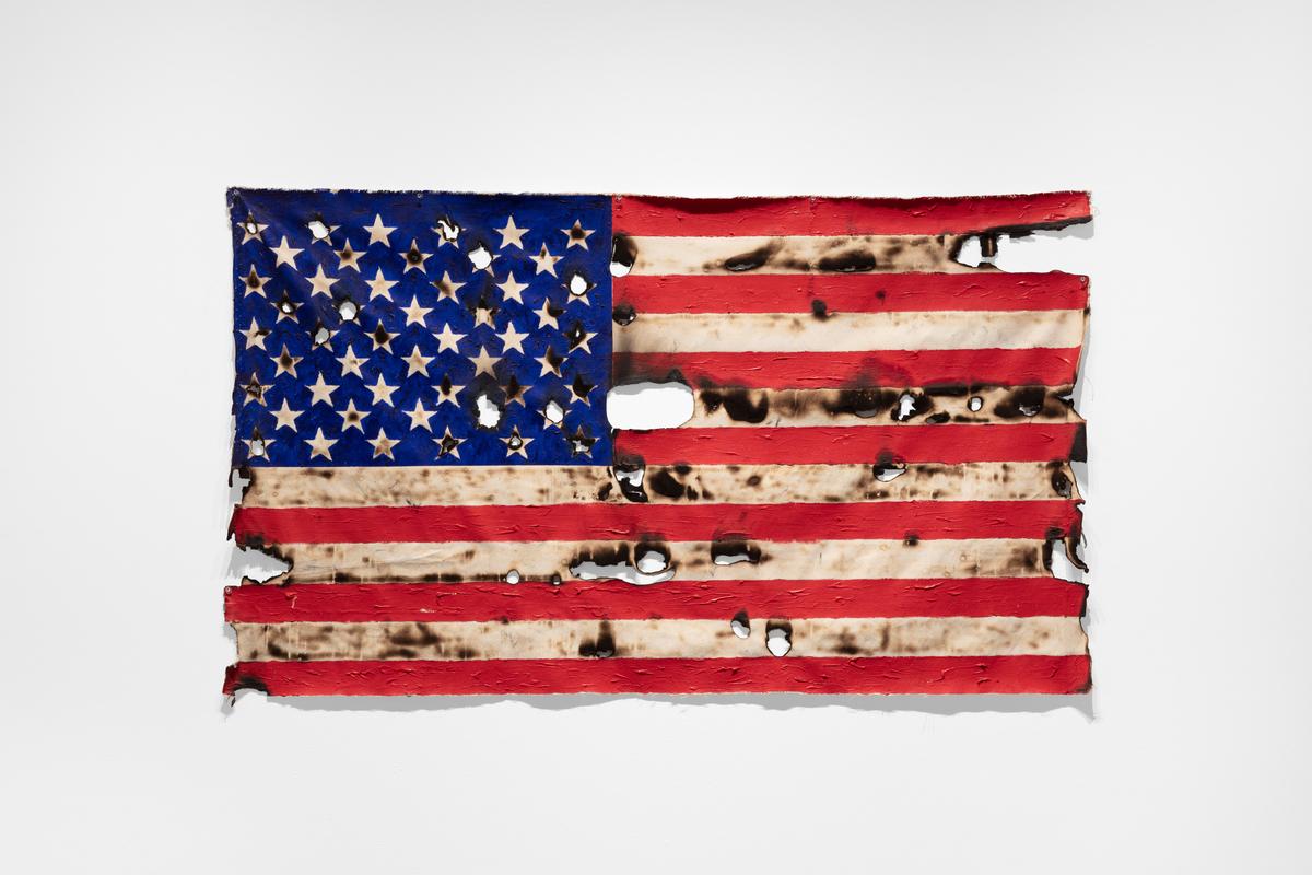 A painting of the American flag
