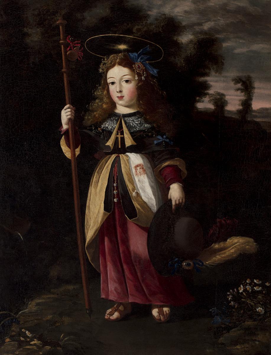 An oil on canvas painting of Jesus Christ as a pilgrim