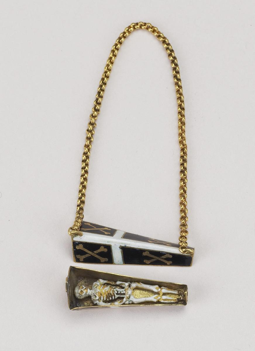 Coffin Pendant with Skeleton inside