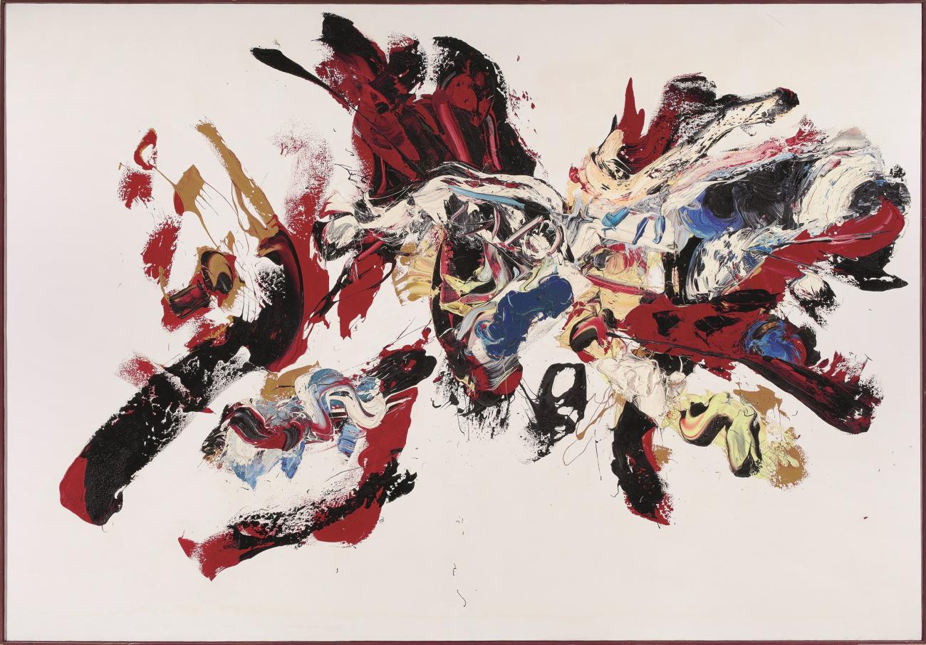 abstract red and white oil on white background