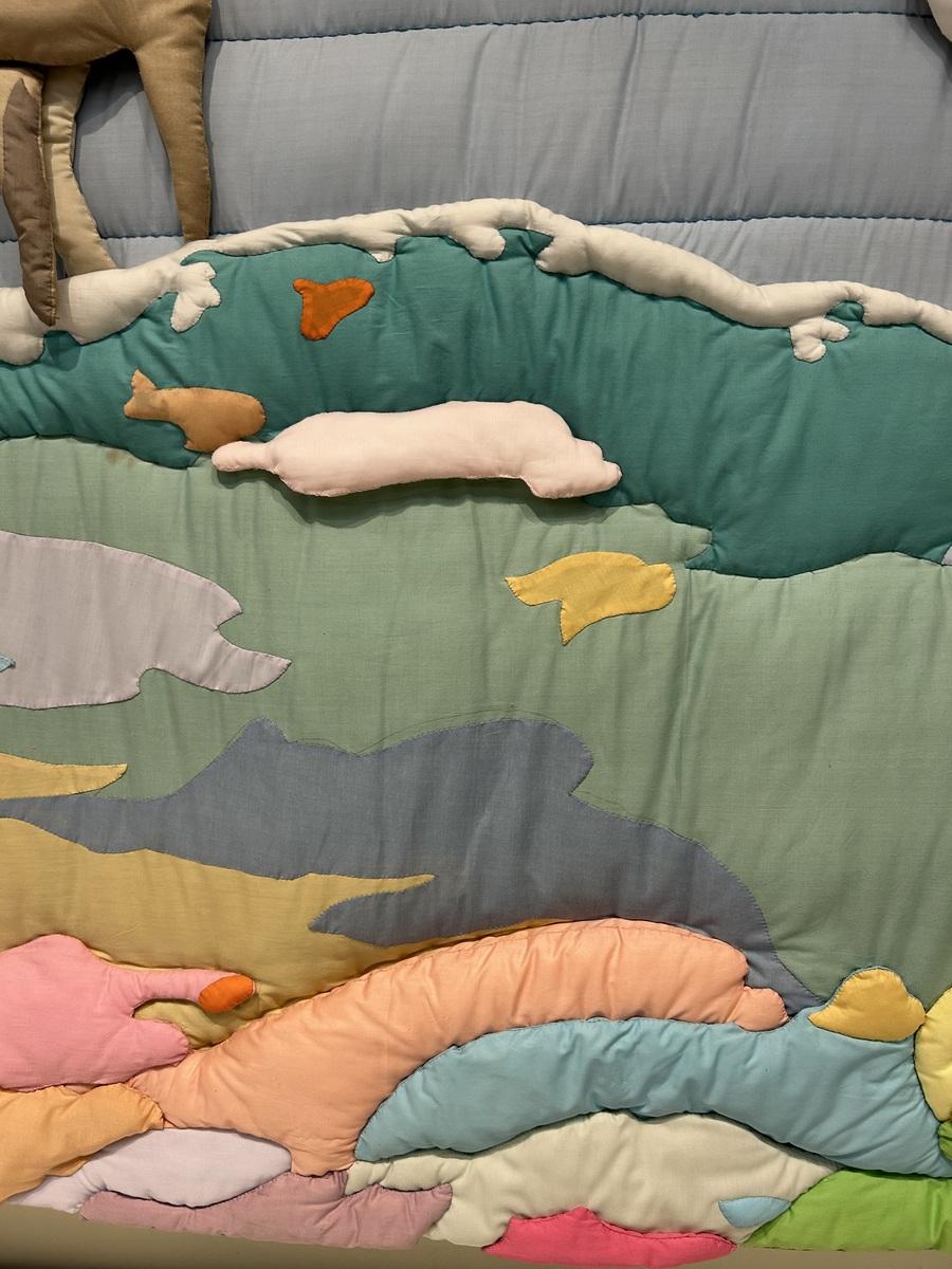 Deinstallation of Joyce Wieland, Barren Ground Caribou, 1977-1978, at Spadina Subway Station, Toronto, 2025.