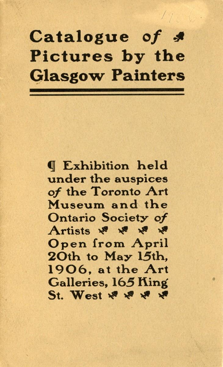 cover for pamphlet Pictures by Glasgow Painters