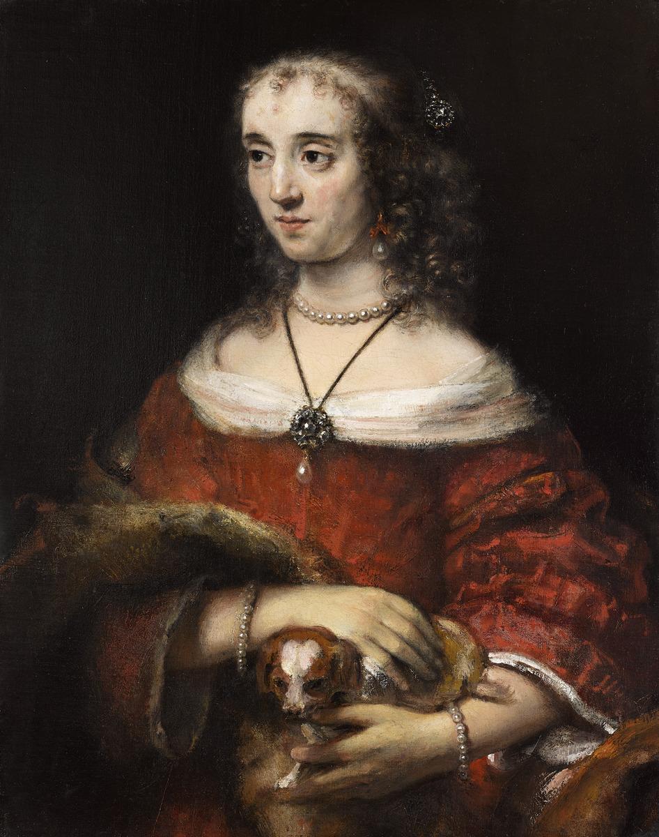 portrait of a woman with a lap dog