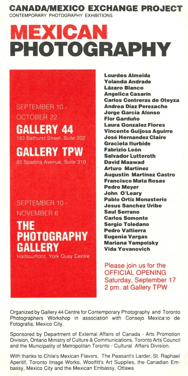 An archival poster for the Canada/Mexico Exchange exhibition in Toronto