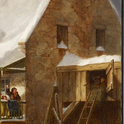 Cornelius Krieghoff. Breaking Up of a Country Ball in Canada, Early Morning, 1857 (detail).