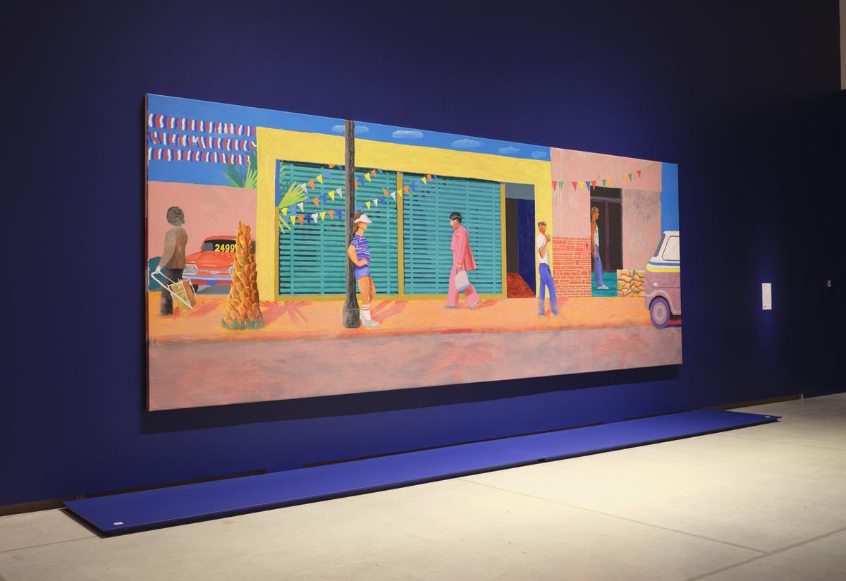 David Hockney's painting Santa Monica Boulevard on view in a gallery space