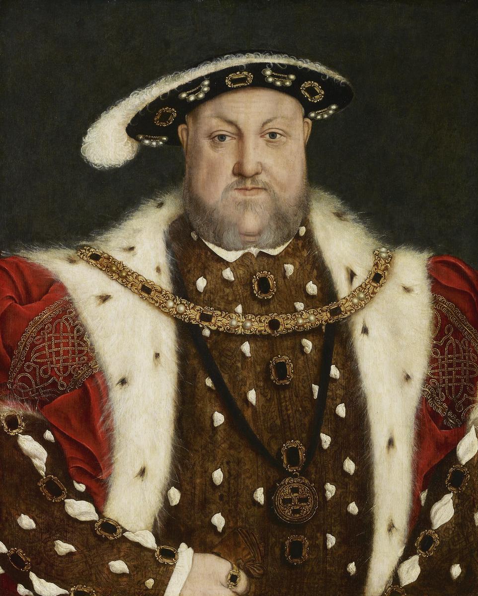 A portrait of Henry VIII. He is dressed in fur and gems.