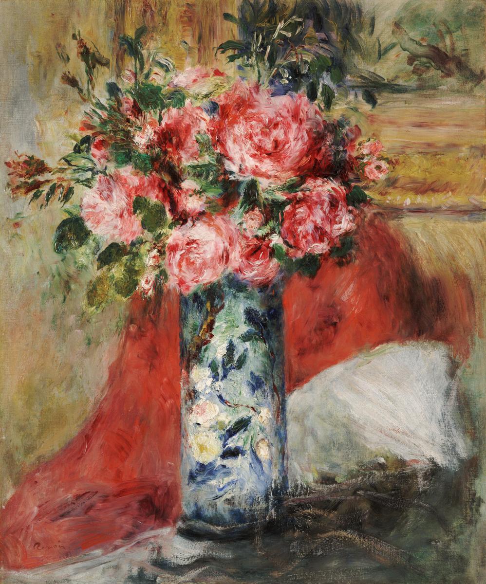 Pierre-Auguste Renoir. Roses and Peonies in a Vase, 1876.