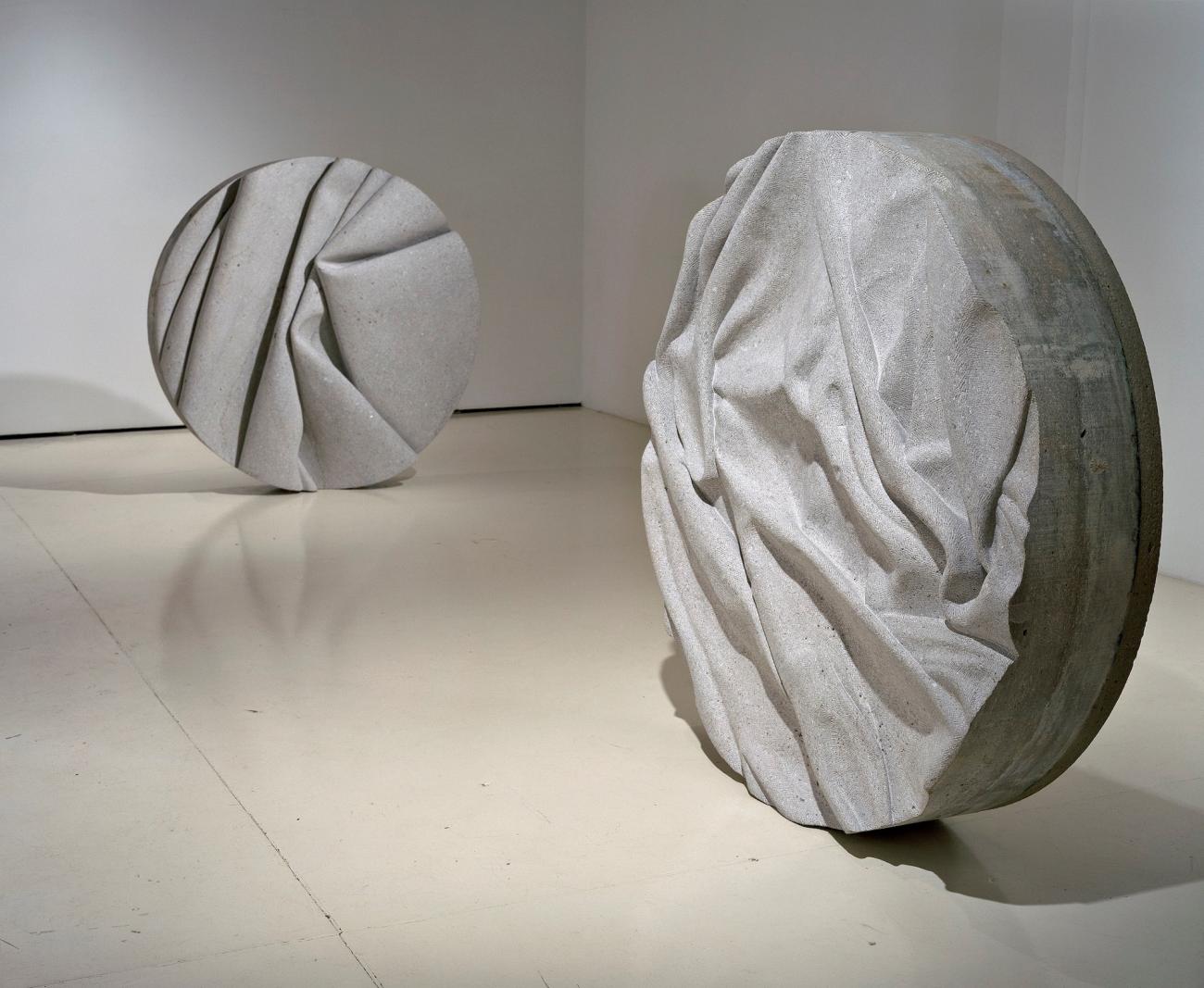 An image of Carl Tacon's sculptures Medallion I &amp; Medallion II.