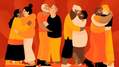 illustration of 2SLGBTQ+ communities holding each other 