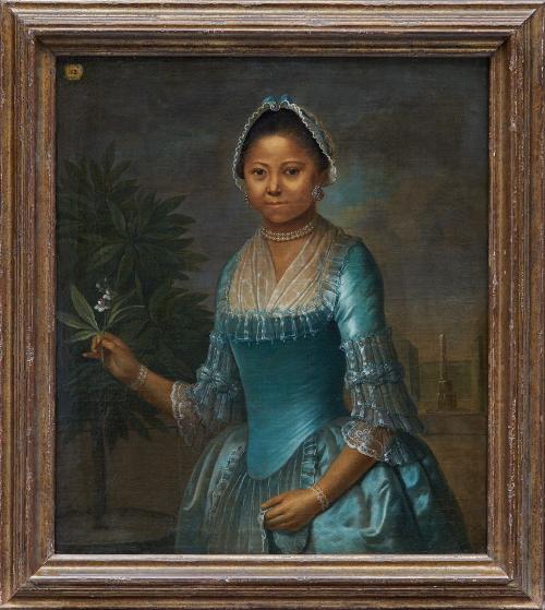 Unknown, European. Portrait of a Lady Holding an Orange Blossom, mid-18th century. Oil on canvas. 