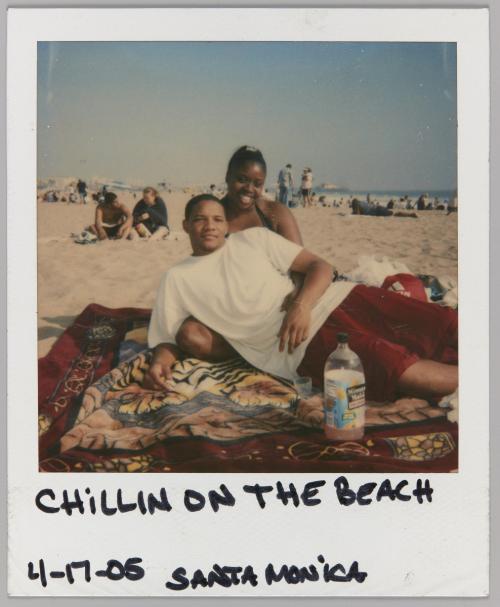 Unknown photographer, Chillin on the beach, Santa Monica [Couple on beach blanket]