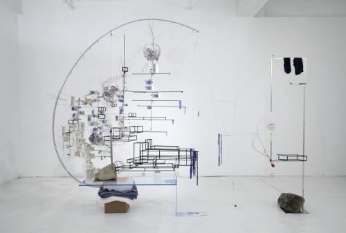 An image of Sarah Sze's sculpture Disappearing Act (2012)